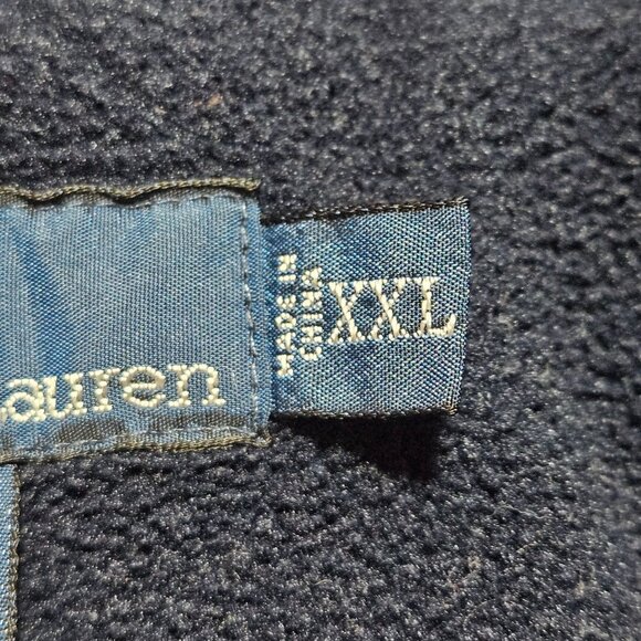 VTG Blue Label Polo Ralph Lauren Coat XXL Navy Fleece Lined Zip M Rolled Hoodie - Picture 4 of 16